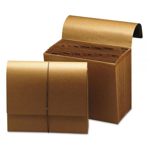 Smead Indexed Expanding Kraft Files, 12 Sections, Elastic Cord Closure, 1/12-Cut Tabs, Letter Size, Kraft Letter Size - 12 Pockets - 10 1/2" Expansion - Kraft Stock - Kraft - 1 Each