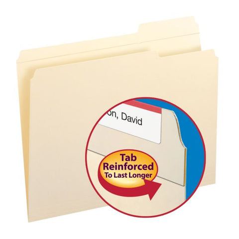 Smead Reinforced Tab Manila File Folders, 1/3-Cut Tabs: Right Position, Letter Size, 0.75" Expansion, 11-pt Manila, 100/Box