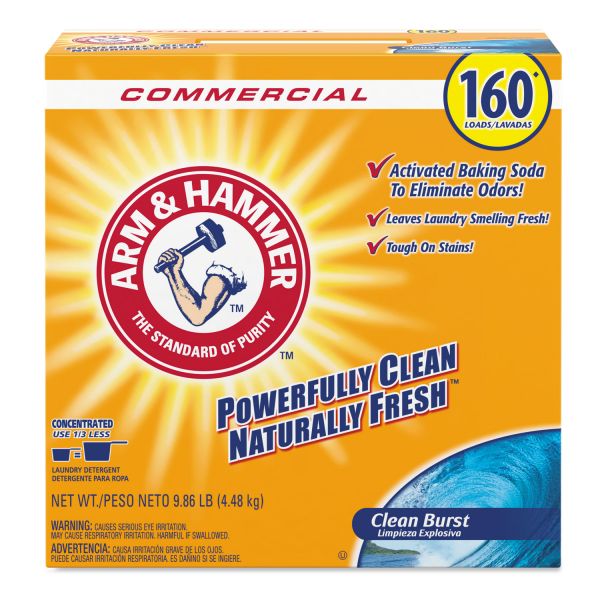 Arm & Hammer Powder Laundry Detergent, Clean Burst, 9.86 lb Box, 3/Carton