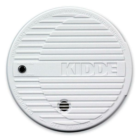 Kidde Fire Smoke Alarm 5" Diameter - 85 dB Sound Emision - Flashing LED - (1) 9V Battery - White