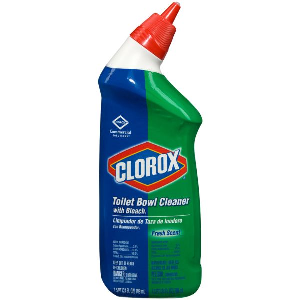 Clorox Commercial Solutions Manual Toilet Bowl Cleaner w/ Bleach Gel - 24 fl oz (0.8 quart) - Fresh Scent - 2 / Pallet - Clear