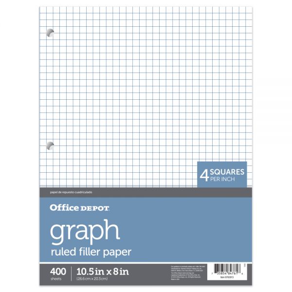 Notebook Filler Paper, 8" x 10 1/2", Quadrille Ruled, White, Pack Of 400 Sheets