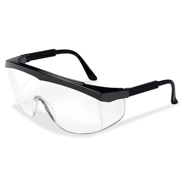 Crews Stratos Wraparound Design Glasses Nylon, Polycarbonate Frame, Lens - 1Each - Black, Clear