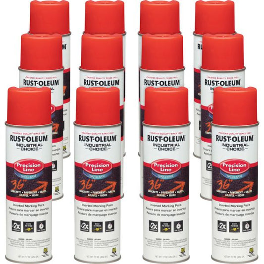 Rust-Oleum Industrial Choice Precision Line Marking Paint 17 fl oz - 12 / Carton - Safety Red