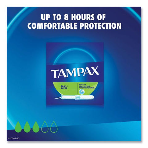 Tampax Cardboard Applicator Tampons, Super, 10/Box