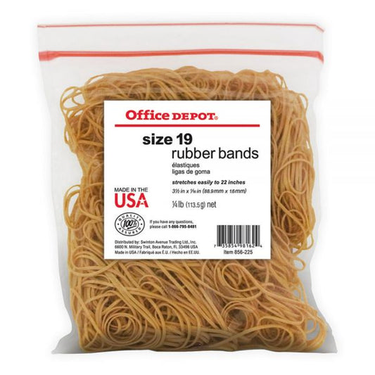 Rubber Bands, #19, 3 1/2" x 1/16", 1/4 Lb. Bag