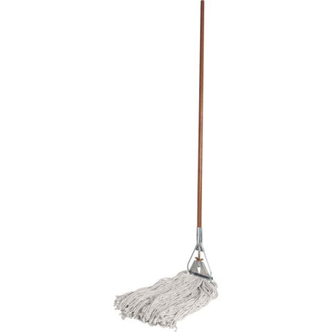 Genuine Joe Wet Mop 60" Head Width - Cotton, Wood - White