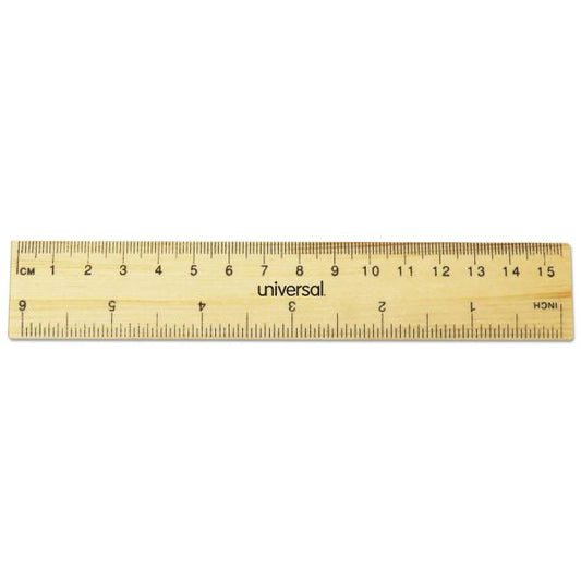 Universal Flat Wood Ruler, Standard/Metric, 6" Long