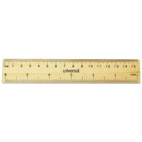 Universal Flat Wood Ruler, Standard/Metric, 6" Long