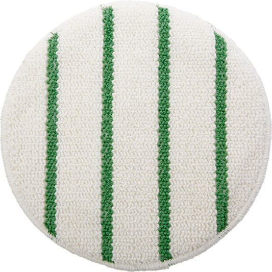 Rubbermaid Commercial Green Stripe Carpet Bonnet 5/Carton x 19" Diameter - 175 rpm to 300 rpm Speed Supported - White, Green