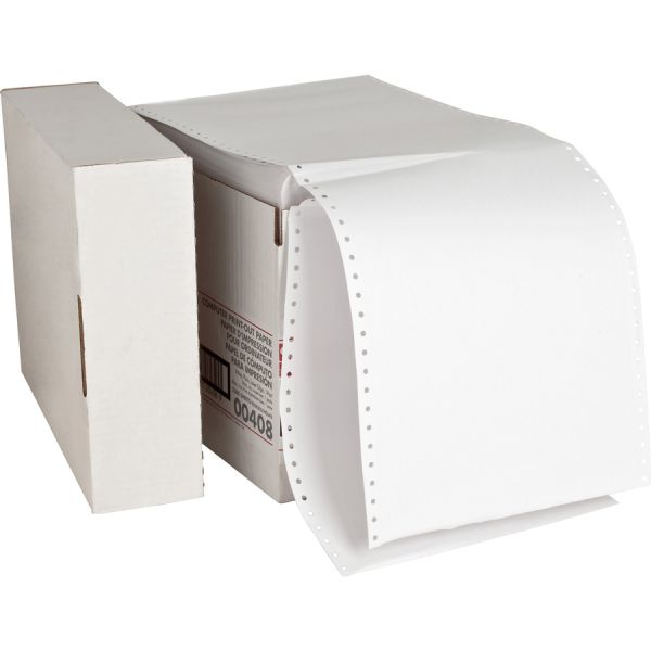 Sparco Continuous Single-Part Computer Paper 9 1/2" x 11" - Letter Trim Perforations - 20 lb Paper Weight - White - 2,300 Sheets/ Carton