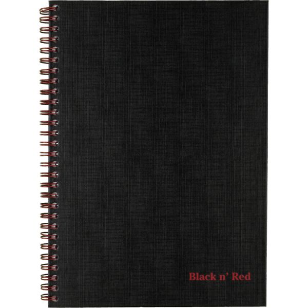 Black n' Red Hardcover Business Notebook 70 Sheets - Twin Wirebound - Ruled9.9" x 7" - Black/Red Cover - Bleed Resistant, Ink Resistant, Hard Cover, Perforated, Foldable - 1 Each