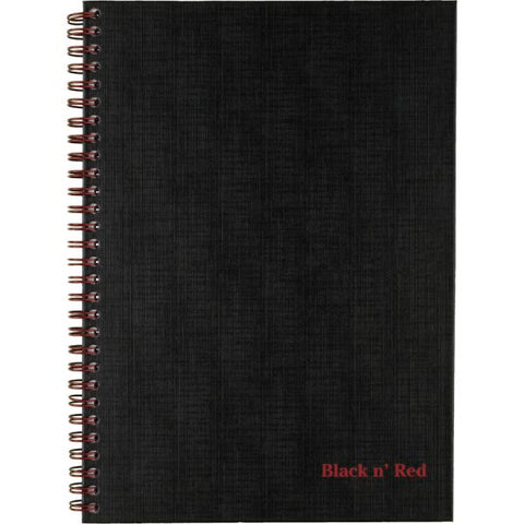 Black n' Red Hardcover Business Notebook 70 Sheets - Twin Wirebound - Ruled9.9" x 7" - Black/Red Cover - Bleed Resistant, Ink Resistant, Hard Cover, Perforated, Foldable - 1 Each