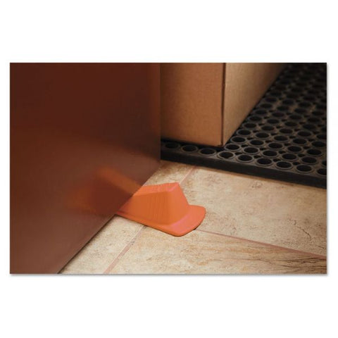 Master Caster Giant Foot Doorstop, No-Slip Rubber Wedge, 3.5w x 6.75d x 2h, Safety Orange