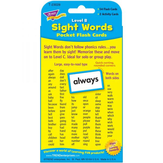 Trend Sight Words Level B Flash Cards Theme/Subject: Learning - Skill Learning: Reading, Sight Words - 56 Pieces - 6+ - 56 / Box