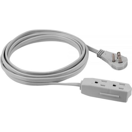 GE 3 Outlet Extension Cord, 15' Long Cord, Flat Plug, Gray, 43026