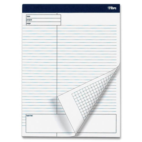 TOPS Docket Gold Planning Pads, Project-Management Format, Quadrille Rule (4 sq/in), 40 White 8.5 x 11.75 Sheets, 4/Pack