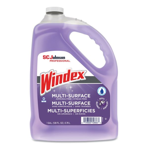 Windex Non-Ammoniated Glass/Multi Surface Cleaner, Pleasant Scent, 128 oz Bottle