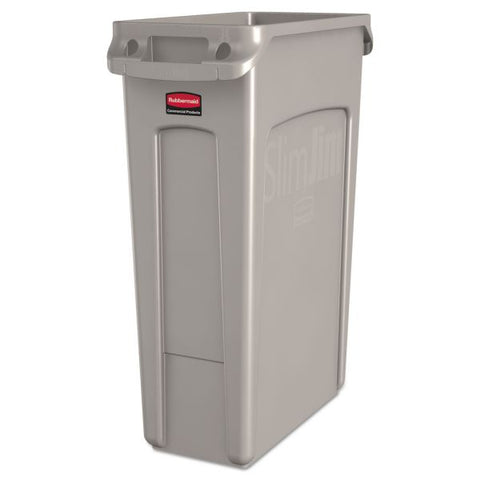 Rubbermaid Commercial Slim Jim with Venting Channels, 23 gal, Plastic, Beige