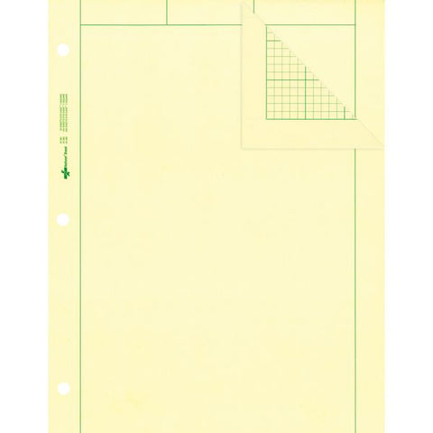 Rediform Computation Pads - Letter Letter Size (8 1/2" x 11") - 5 Squares/ Inch - Green With Green Ruling - 3-Hole Punched - 100 Sheets/ Pad - 1 Pad