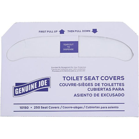 Genuine Joe Half-fold Toilet Seat Covers 250 Covers/ Pack - 10 Packs/ Carton