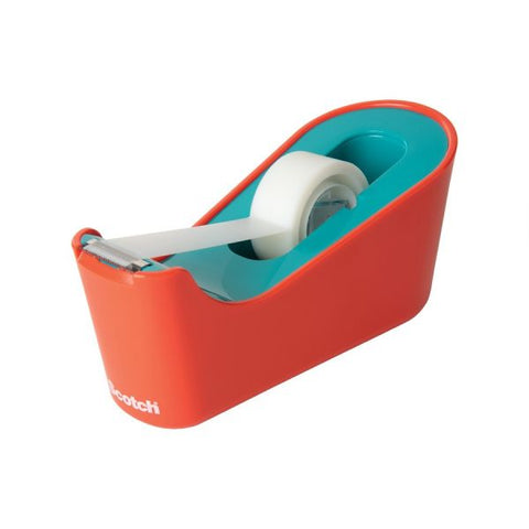 Scotch Desktop Tape Dispenser 1" Core - Non-skid Base, Weighted Base - Coral - 1 Each