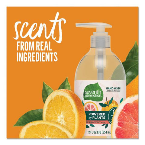 Seventh Generation Natural Hand Wash, Mandarin Orange and Grapefruit, 12 oz Pump Bottle