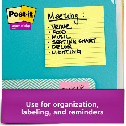 Post-it Ruled/Lined Super Sticky Pop-Up Notes 4" x 4" - Canary Yellow - 90 Sheets/ Pad - 5 Pads/ Pack