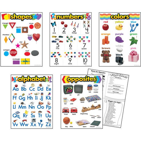 TREND Learning Chart Combo Packs, Kindergaten Basics, 18" x 27 1/4", 5/Set