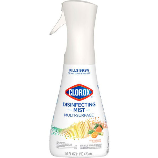 Clorox Multi-surface Disinfecting Mist Spray - 16 fl oz (0.5 quart) - Lemongrass Scent - 1 Each - White