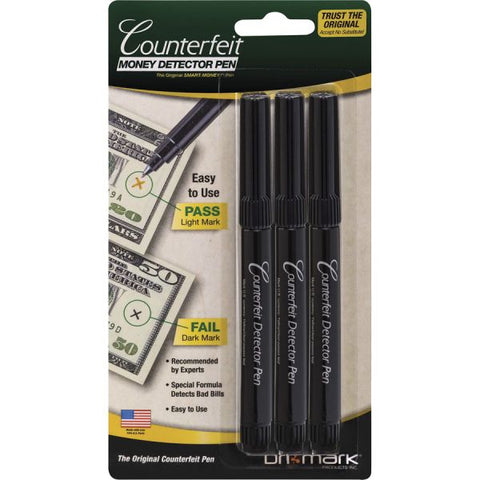 Dri Mark Counterfeit Detector Pens Chemical - Black - 3 / Pack