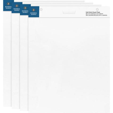 Business Source 25"x30" Self-stick Easel Pads 25" x 30" Sheet Size - White - 30 Sheets/ Pad - 4 Pads