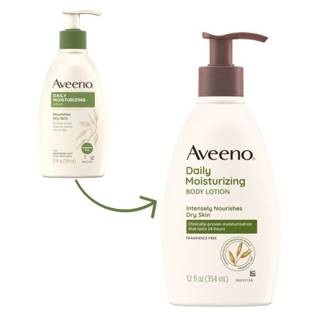 Aveeno Daily Moisturizing Lotion, 12 FL Oz. Lotion - 12 oz (340.2 g) - Non-fragrance - For Dry, Sensitive Skin - Non-greasy, Non-comedogenic, Hypoallergenic, Absorbs Quickly - 1 Each