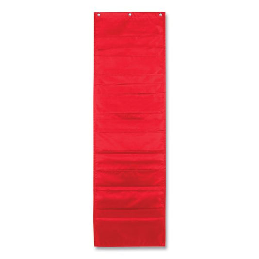 Carson-Dellosa Education Storage Pocket Chart, 10 Pockets, Hanger Grommets, 14 x 47, Red