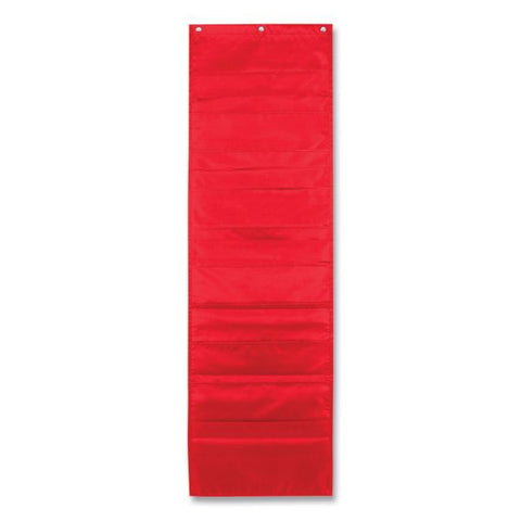 Carson-Dellosa Education Storage Pocket Chart, 10 Pockets, Hanger Grommets, 14 x 47, Red