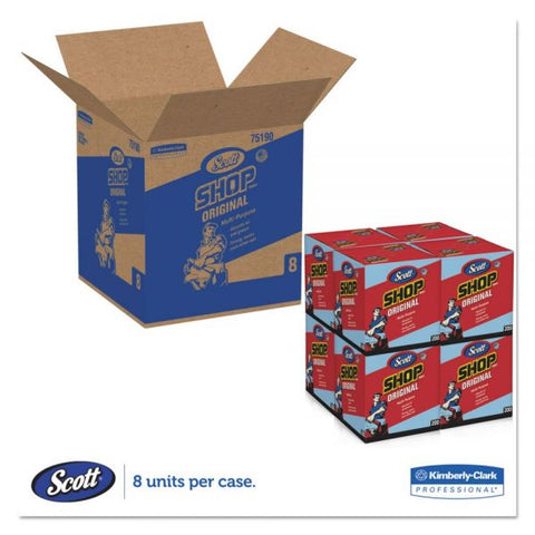 Scott Shop Towels, POP-UP Box, 1-Ply, 9 x 12, Blue, 200/Box, 8 Boxes/Carton