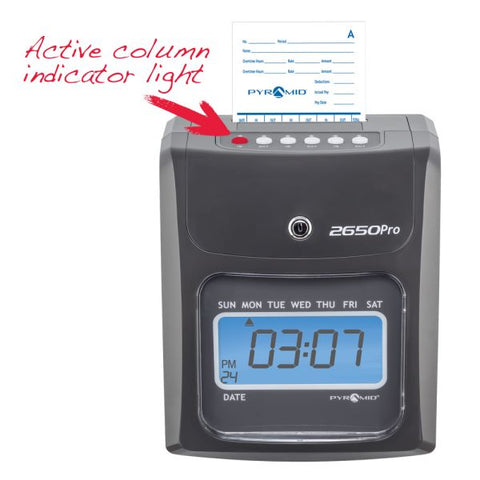 Pyramid 2650 6-Column Time Clock Card Punch/Stamp - Unlimited Employees - Day, Time Record Time