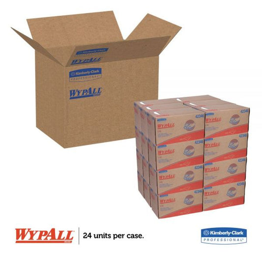 WypAll L10 Towels, POP-UP Box, 1-Ply, 10.25 x 9, White, 250/Box, 24 Boxes/Carton