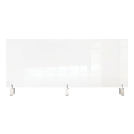 Ghent Clear Partition Extender with Attached Clamp, 48 x 3.88 x 30, Thermoplastic Sheeting