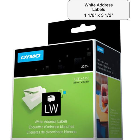 DYMO LabelWriter Address Labels, 1.12" x 3.5", White, 350 Labels/Roll, 2 Rolls/Pack