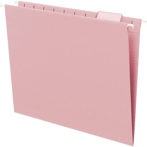 Smead Colored Hanging File Folders with 1/5 Cut Tabs, Letter Size, 1/5-Cut Tabs, Pink, 25/Box