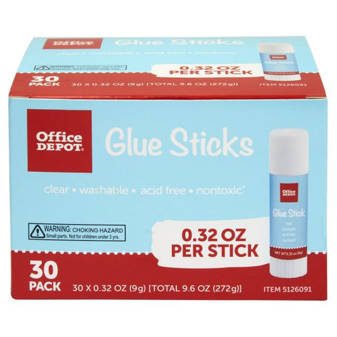 Glue Sticks, 0.32 Oz, Clear, Pack Of 30 Glue Sticks