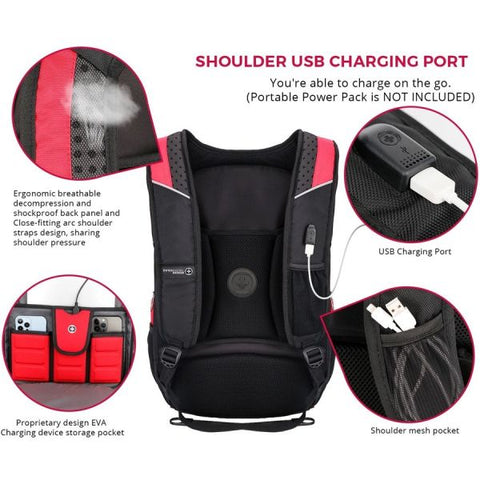 Swissdigital Design Anti-Bacterial Black and Red Backpack Travel Kit J14-41