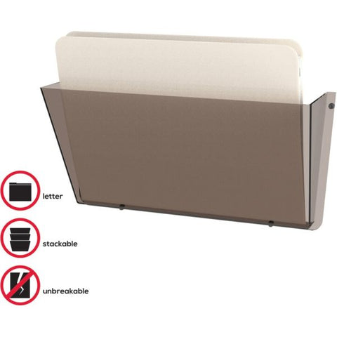 deflecto Unbreakable DocuPocket Wall File, Letter Size, 14.5" x 3" x 6.5", Smoke