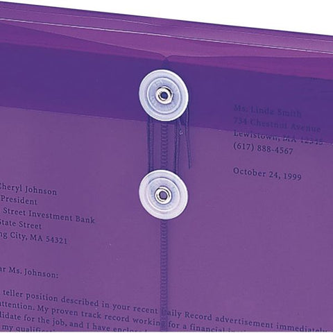 Smead Poly String and Button Interoffice Envelopes, Open-End (Vertical), 9.75 x 11.63, Transparent Purple, 5/Pack