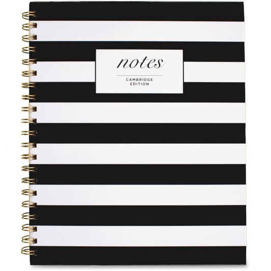 Cambridge Black and White Striped Hardcover Notebook, 1 Subject, Wide/Le gal Rule, Black/White Stripes Cover, 11 x 8.88, 80 Sheets