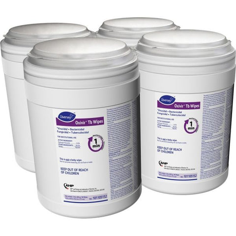 Diversey Oxivir TB Disinfectant Wipes, 6 x 6.9, Characteristic Scent, White, 160/Canister, 4 Canisters/Carton Ready-To-Use Wipe - 28.80 oz (1.80 lb) - 160 / Can - 4 / Carton