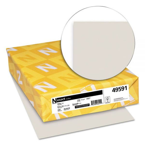 Neenah Paper Exact Index Card Stock, Smooth, 110lb, 8 1/2 x 11, Gray, 250 Sheets