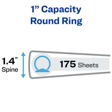 Avery Economy View 3 Ring Binders, 1" Round Rings, White, Pack Of 4