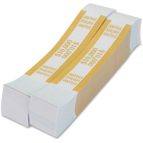 PAP-R Currency Straps 1.25" Width - Self-sealing, Self-adhesive, Durable - 20 lb Basis Weight - Kraft - White, Yellow